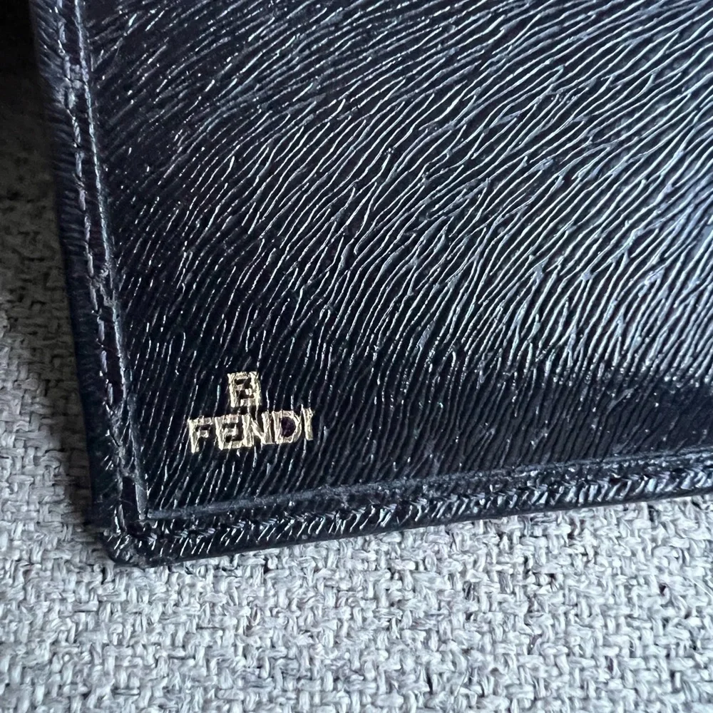 Fendi Black leather compact wallet